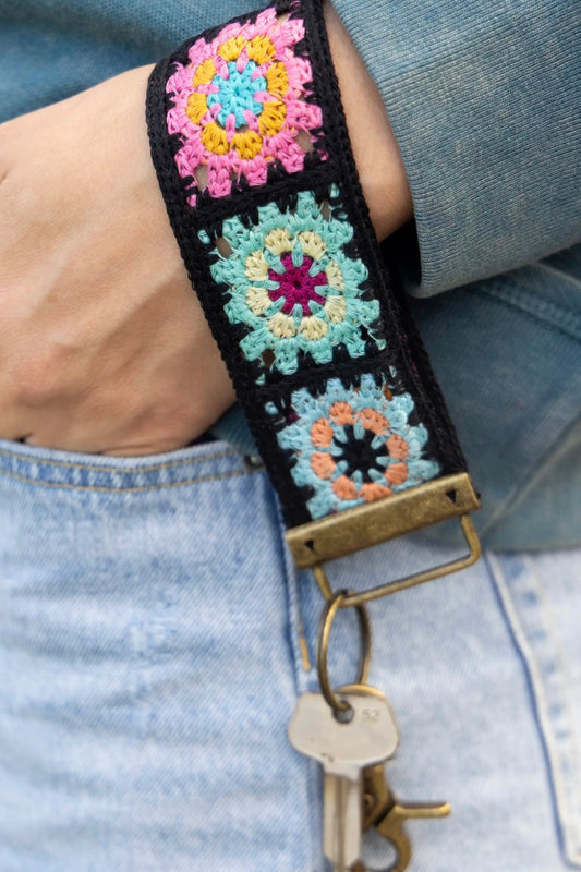 Natural Life Crochet Key Fob- Black