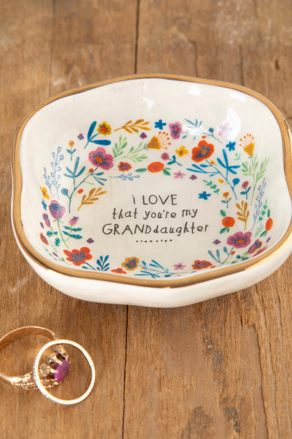 Natural Life Antiqued Trinket Bowl - Granddaughter