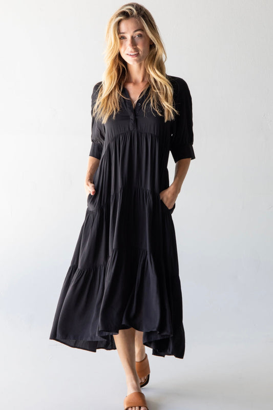 Natural Life Rebecca Midi Dress in Black