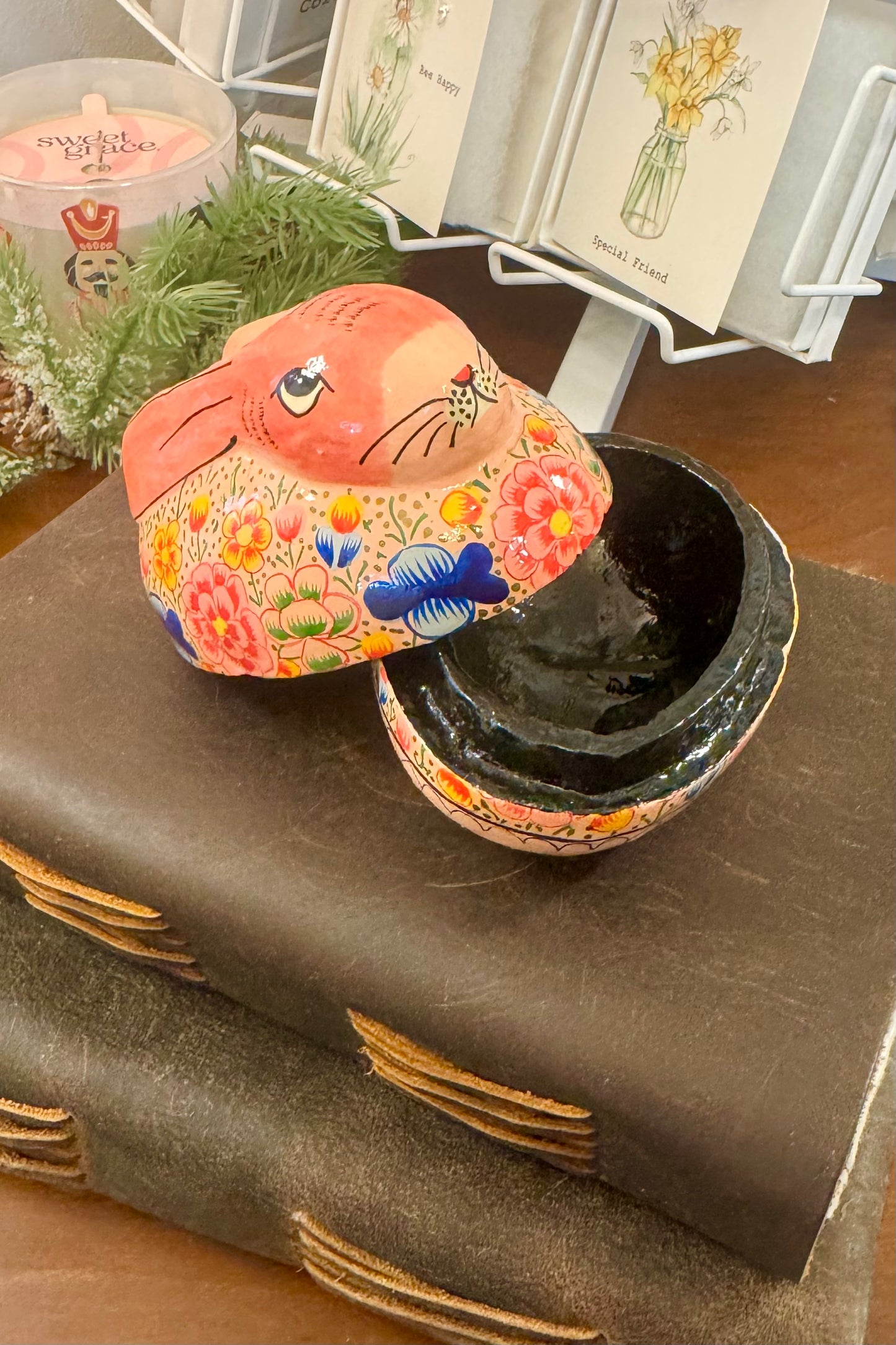 Handpainted Pink Bunny Box