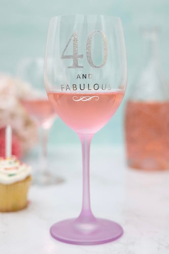 40th Birthday 19 oz Crystal Wine Glass in Gift Box