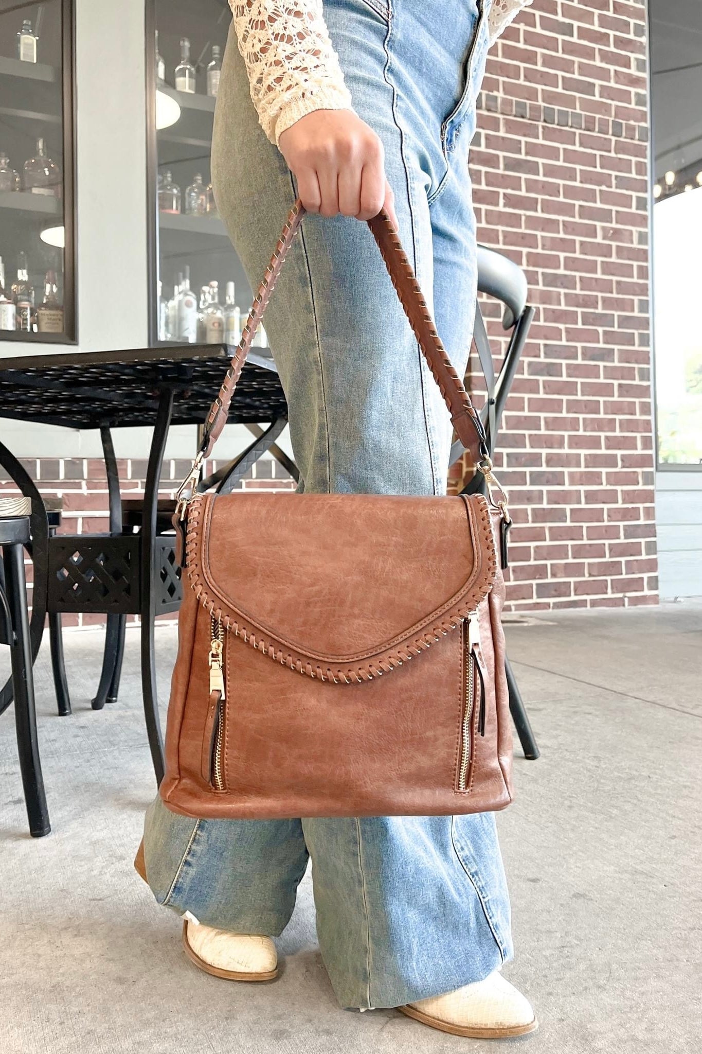 Jen & Co Lorelei Vegan Leather Hobo (Choose Brown or Black)