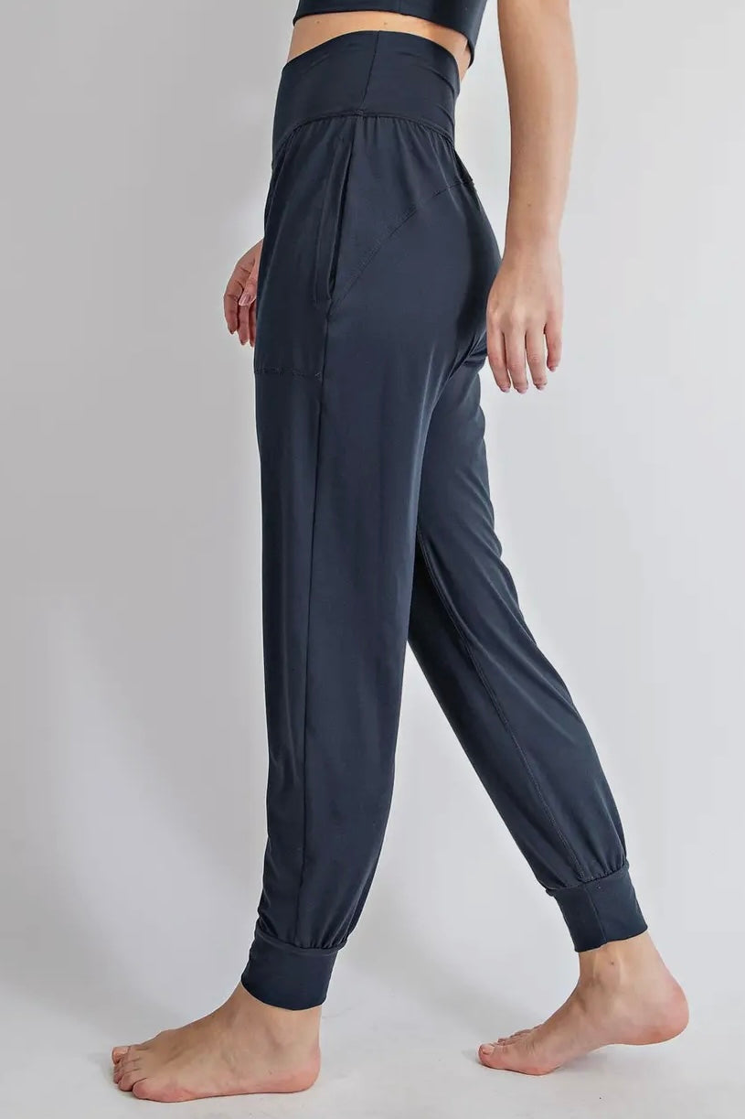 Nocturnal Navy Butter Soft High Waist Jogger Pants with Pockets