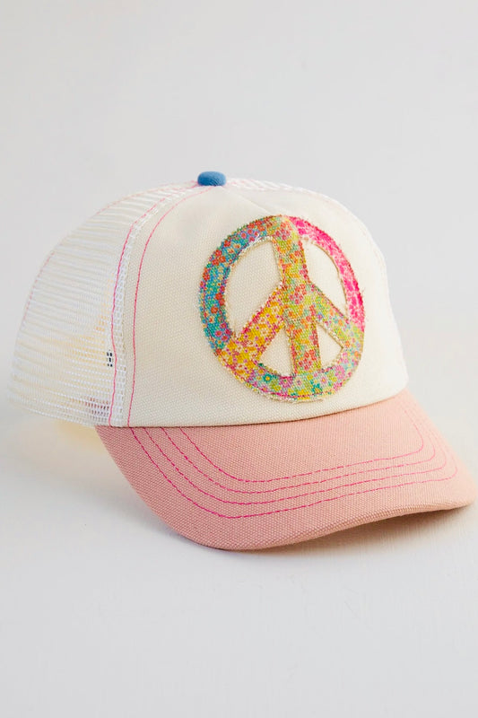 Natural Life Peace Sign Canvas Trucker Hat