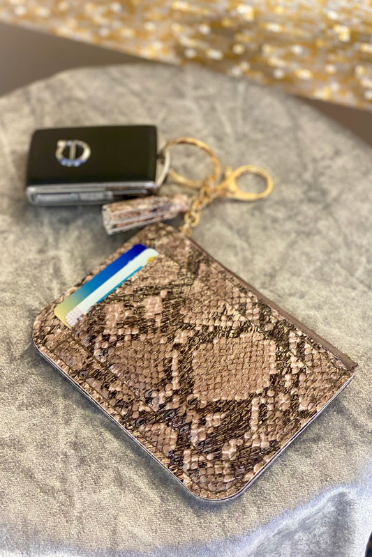 Bronze Snake Card and Change Purse Keychain with Tassel