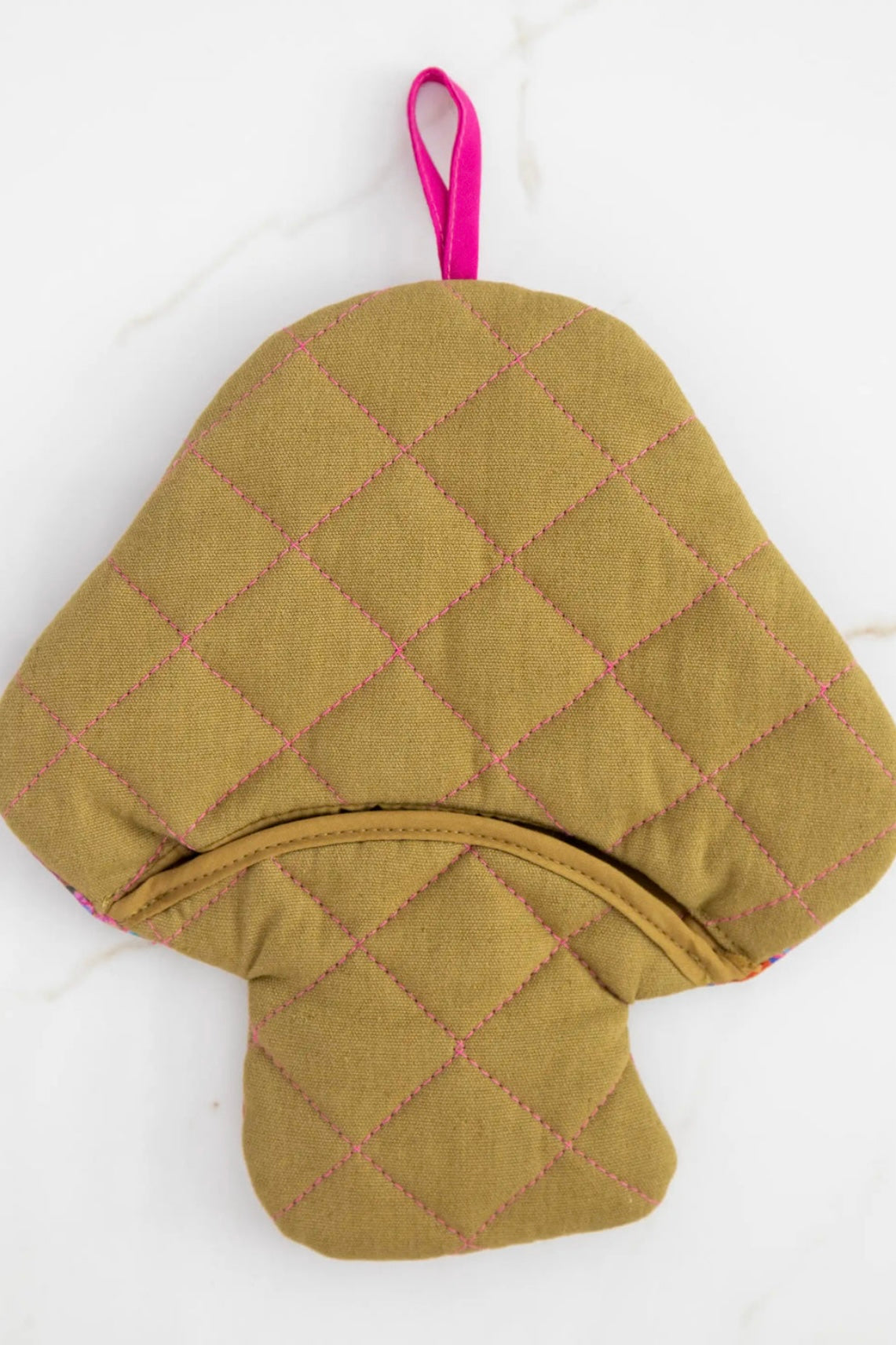 Natural Life Bake Happy Quilted Mushroom Oven Mitt in Olive