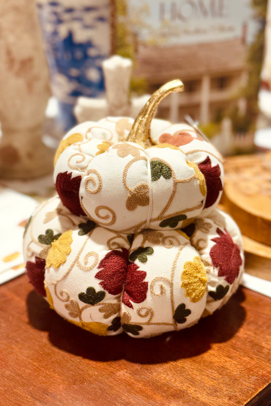 Vatican Homes Double Stack Embroidered Pumpkin