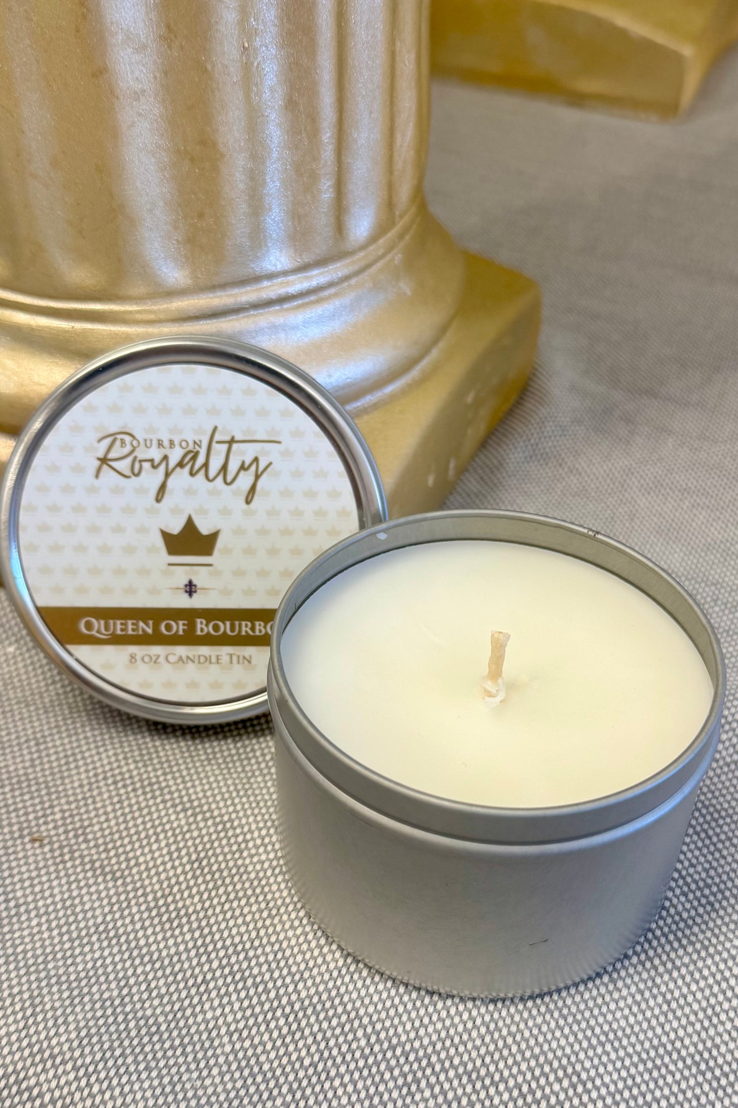Bourbon Royalty 8 ounce Travel Tin Candle