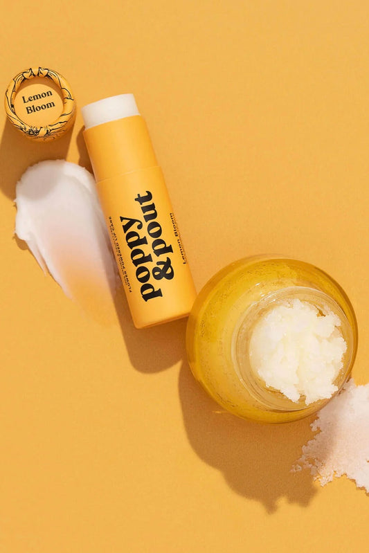 Poppy & Pout Lemon Bloom Premium Organic Lip Care Duo (Balm + Scrub)