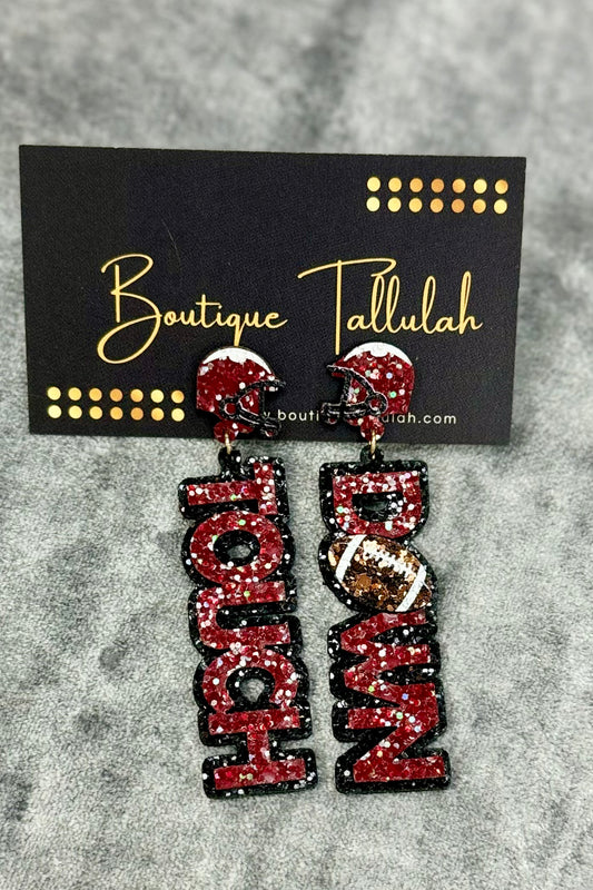 Touchdown Alabama Glitter Football Earrings