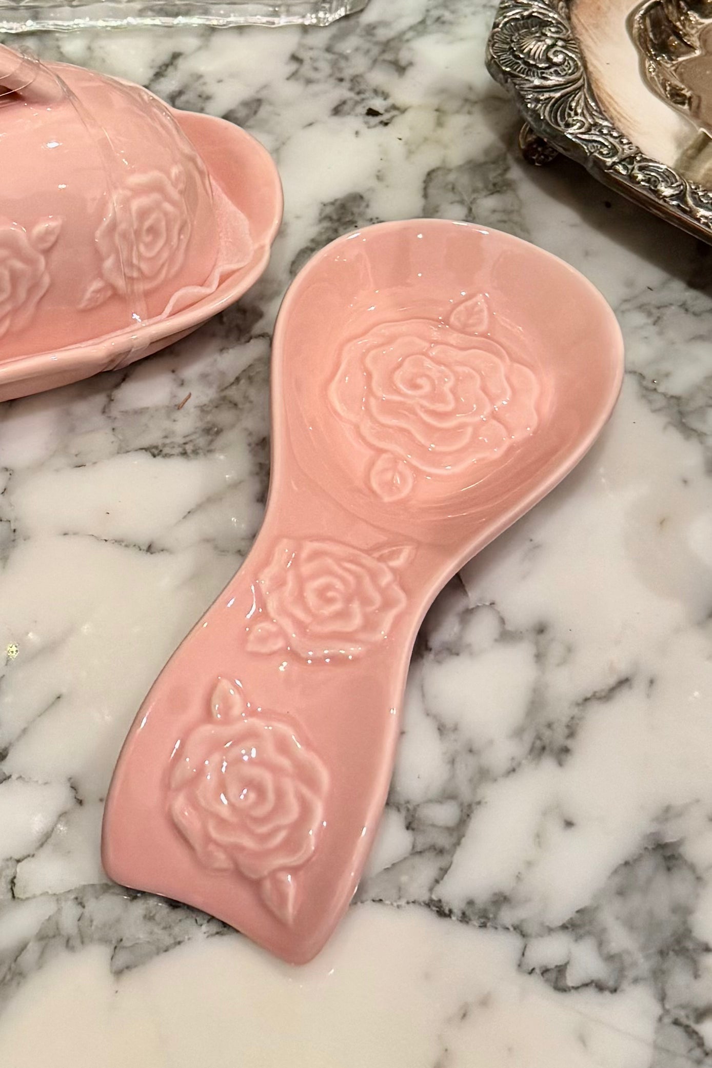 Pink Roses Spoon Rest