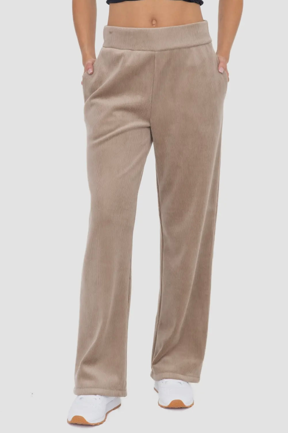 $20 SALE! Warm Gray Brushed Corduroy High Waist Lounge Pants reg. $42.99
