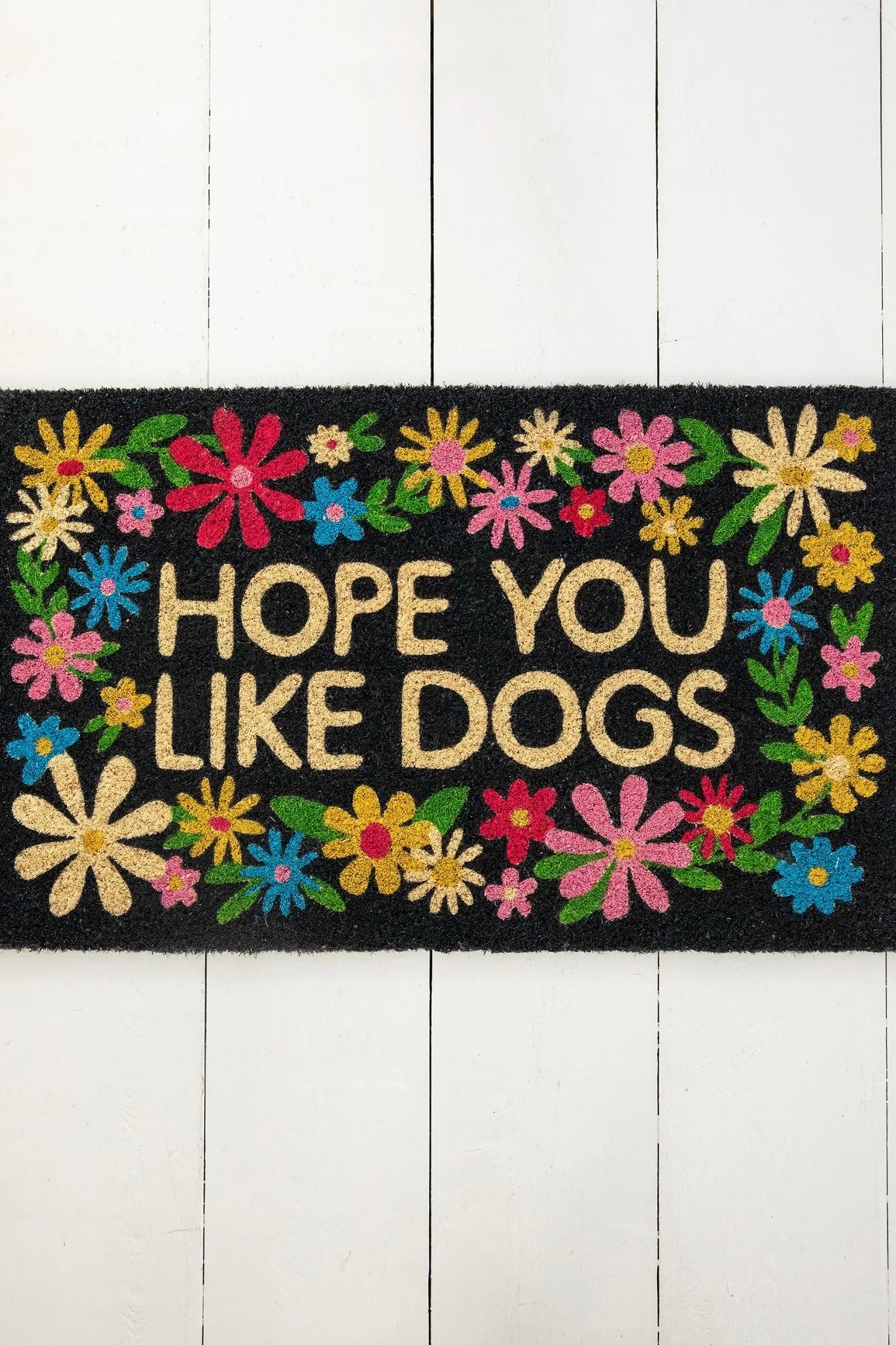Natural Life Bungalow Doormat- Hope You Like Dogs Black