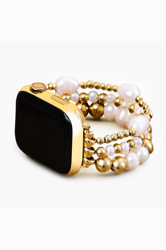 Cape Diablo Golden Fresh Water Pearl Stack Bracelet Watch Strap for Apple Watch- Shine Bright Collection
