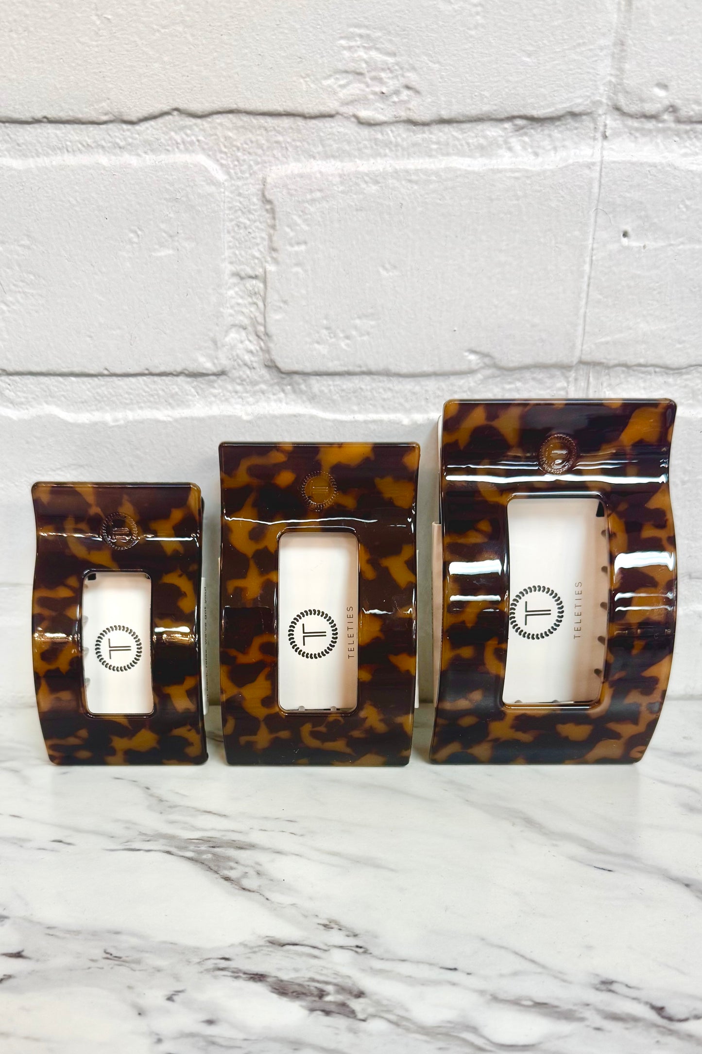 Teleties Dark Tortoise Rectangle Flat Hair Clip (Choose your size)