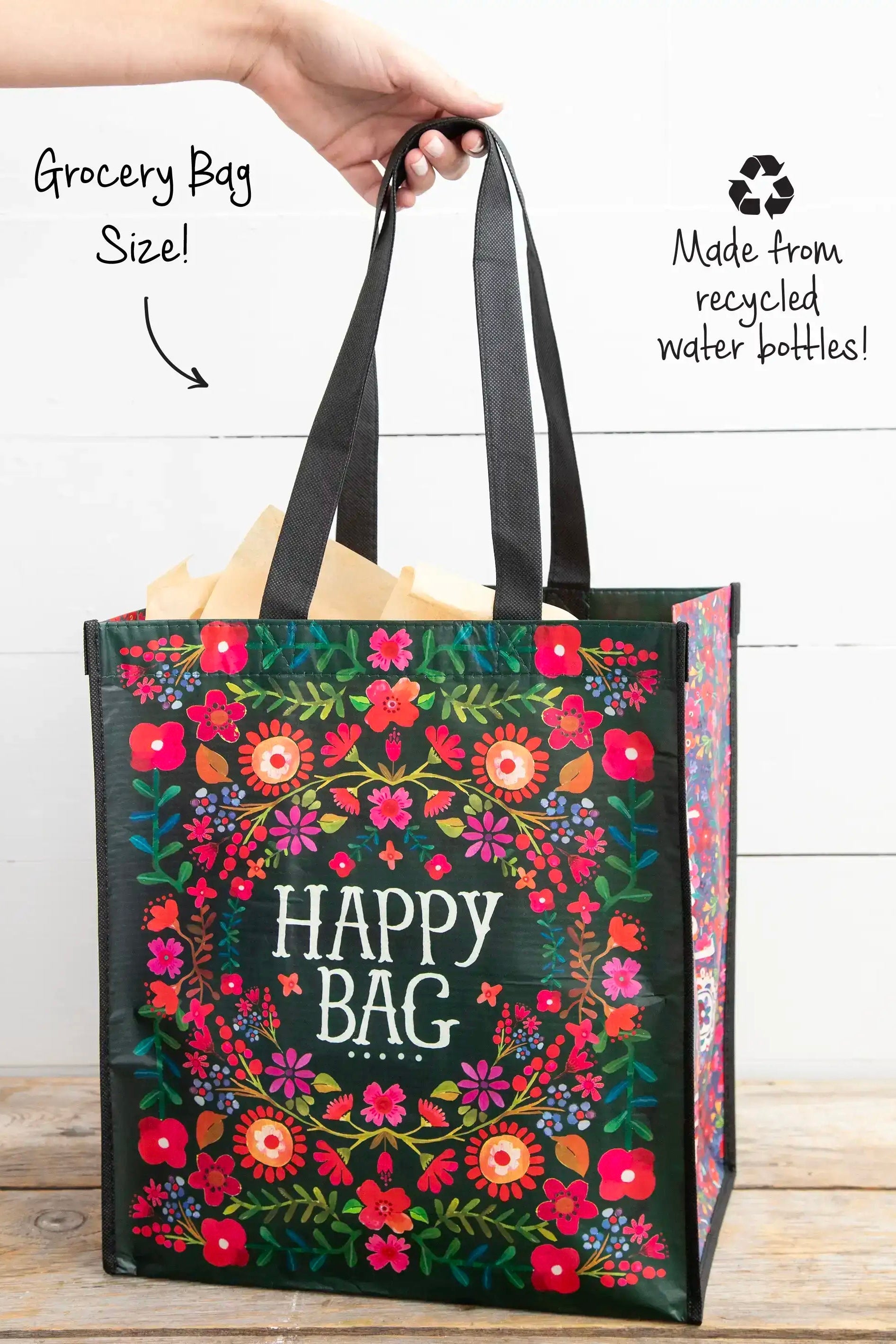 XL Natural Life Happy Bag- Black Floral – Boutique Tallulah