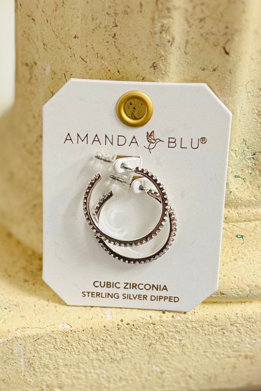 Amanda Blu Silver Micro CZ Hoop Earrings 50152