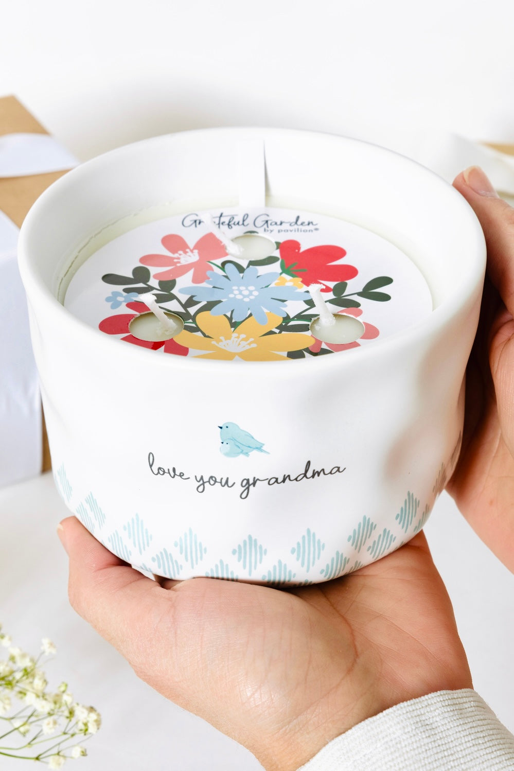 Grandma Wax Reveal Triple Wick Candle- Grateful Garden Collection