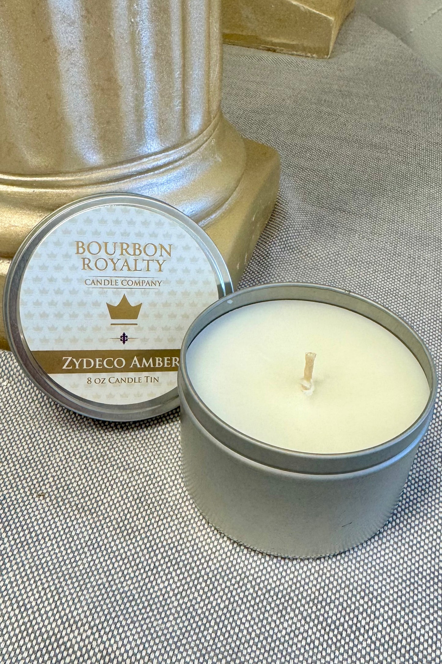 Bourbon Royalty 8 ounce Travel Tin Candle