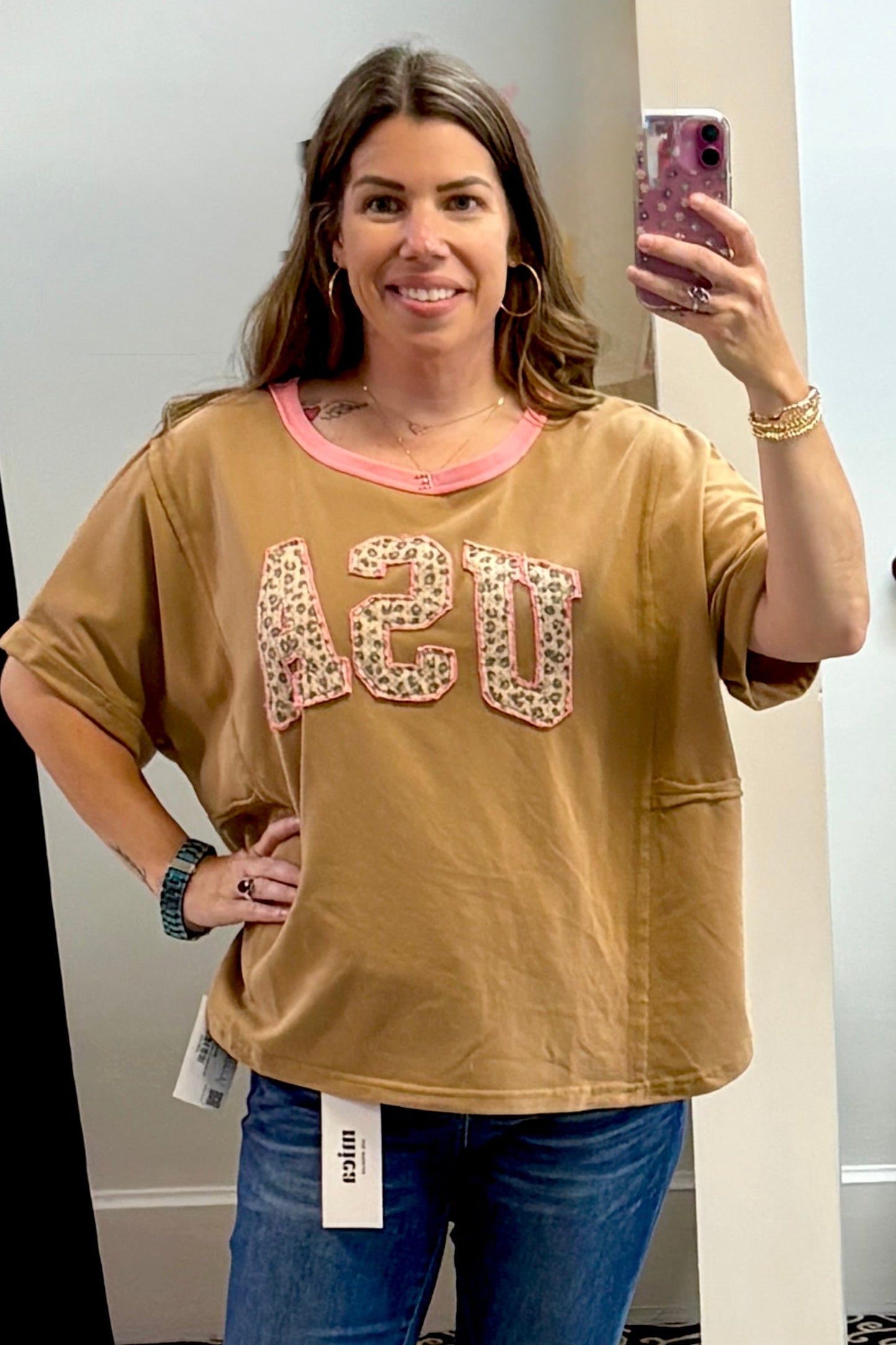 USA Animal Print Patch Top