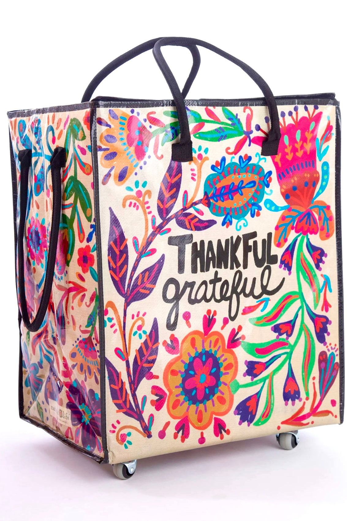 Natural Life XL Rolling Tote Bag - Thankful and Grateful