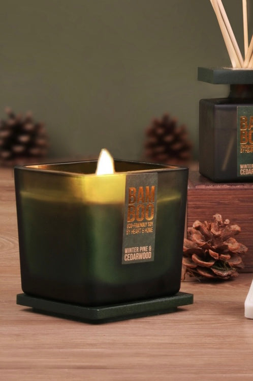 Winter Pine and Cedarwood Bamboo Eco-Friendly Soy Candle