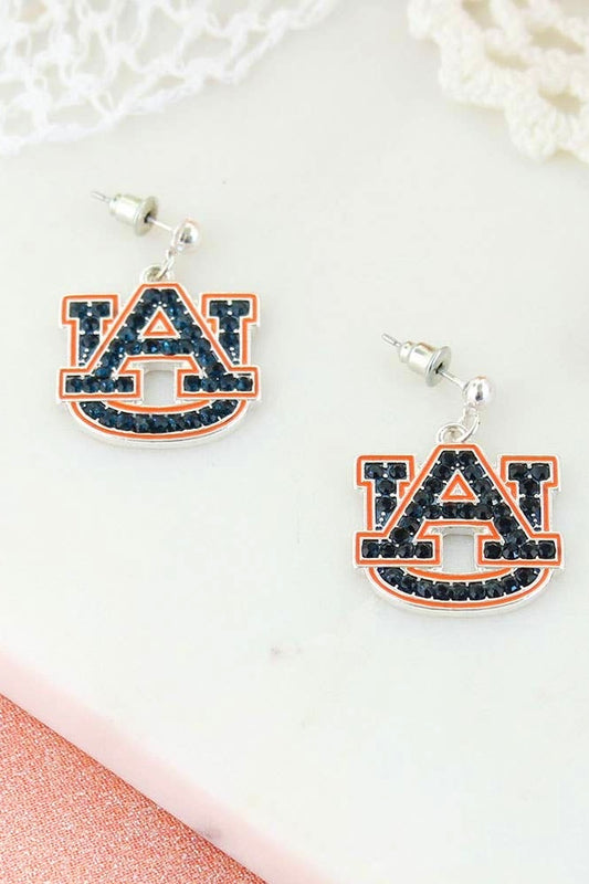 Auburn Crystal Logo Earrings