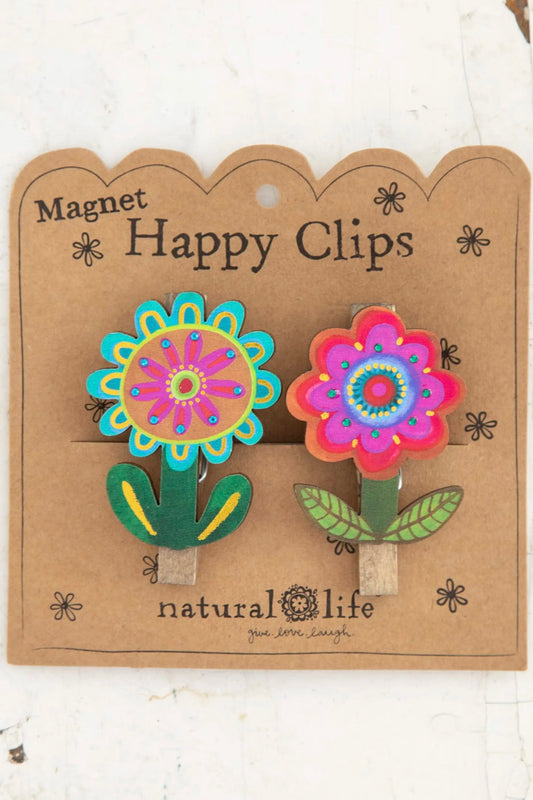 Natural Life Magnet Happy Bag Clips- Boho Flower, set of 2