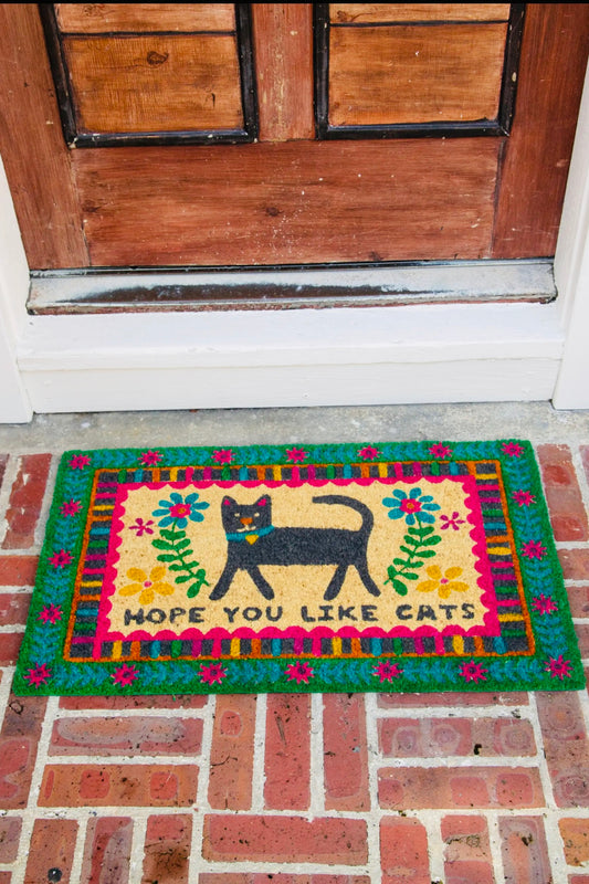 Natural Life Bungalow Doormat- Hope You Like Cats