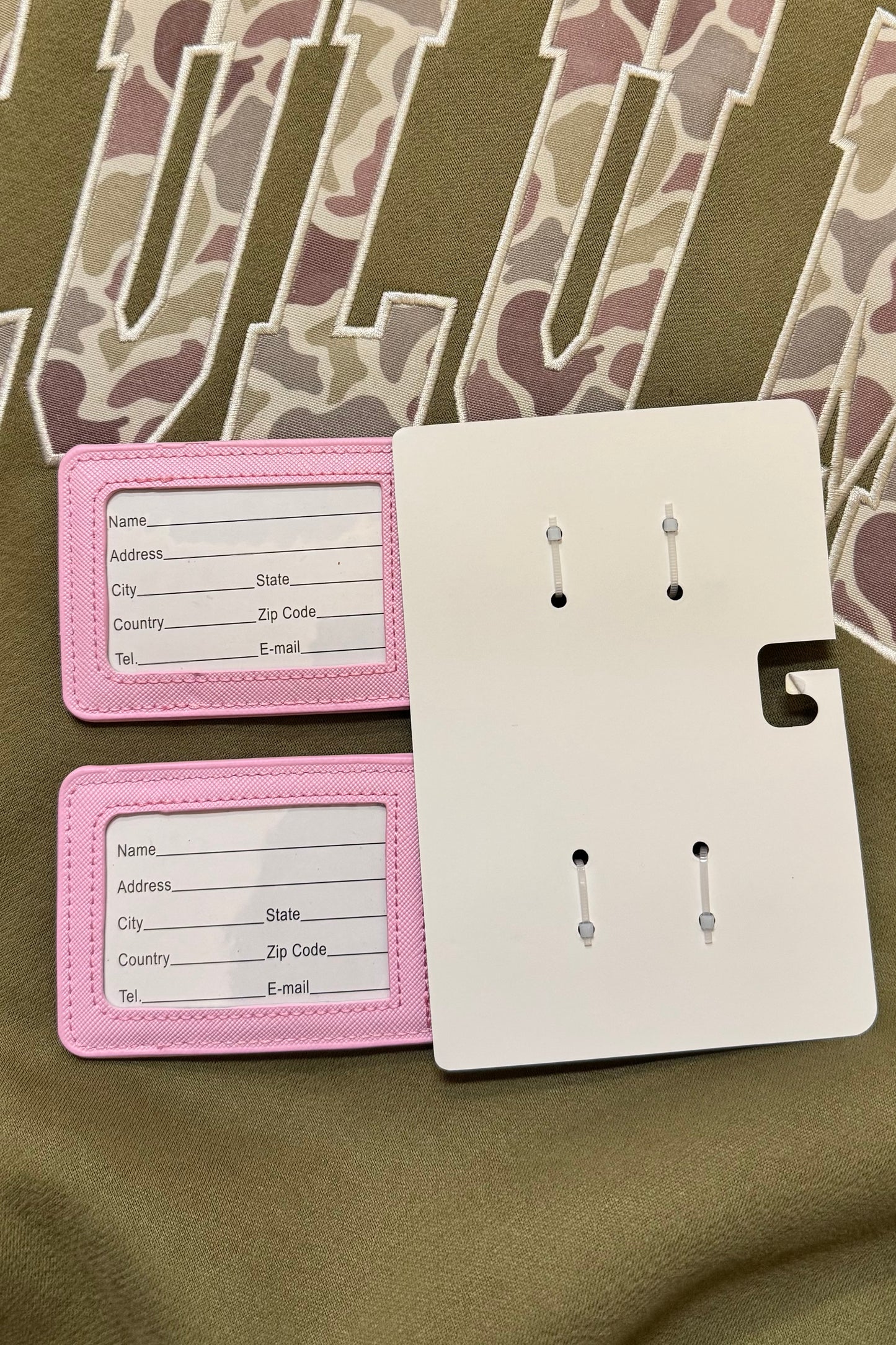 Pair of LULU MAC Luggage Tags- Pink Stripe
