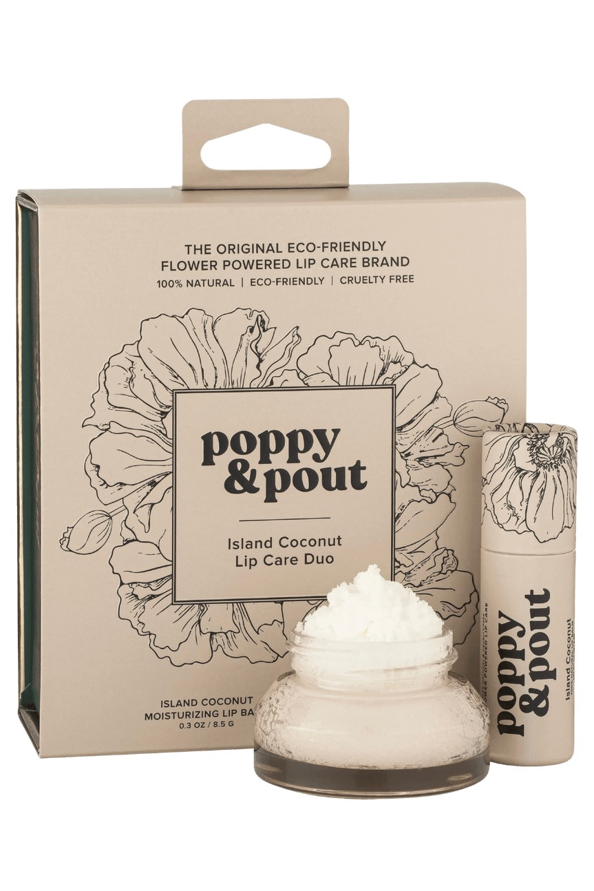 Poppy & Pout Island Coconut Premium Organic Lip Care Duo (Balm + Scrub)