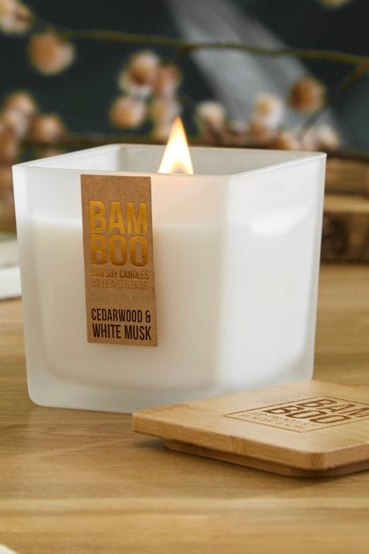 Bamboo Eco-Friendly Soy Candle- Cedarwood & White Musk - Large