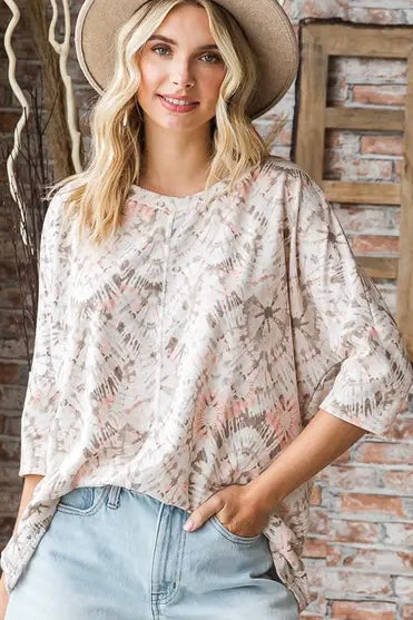 HOLIDAY SALE Peach Neutral Tie Dye Top- reg. $29.00