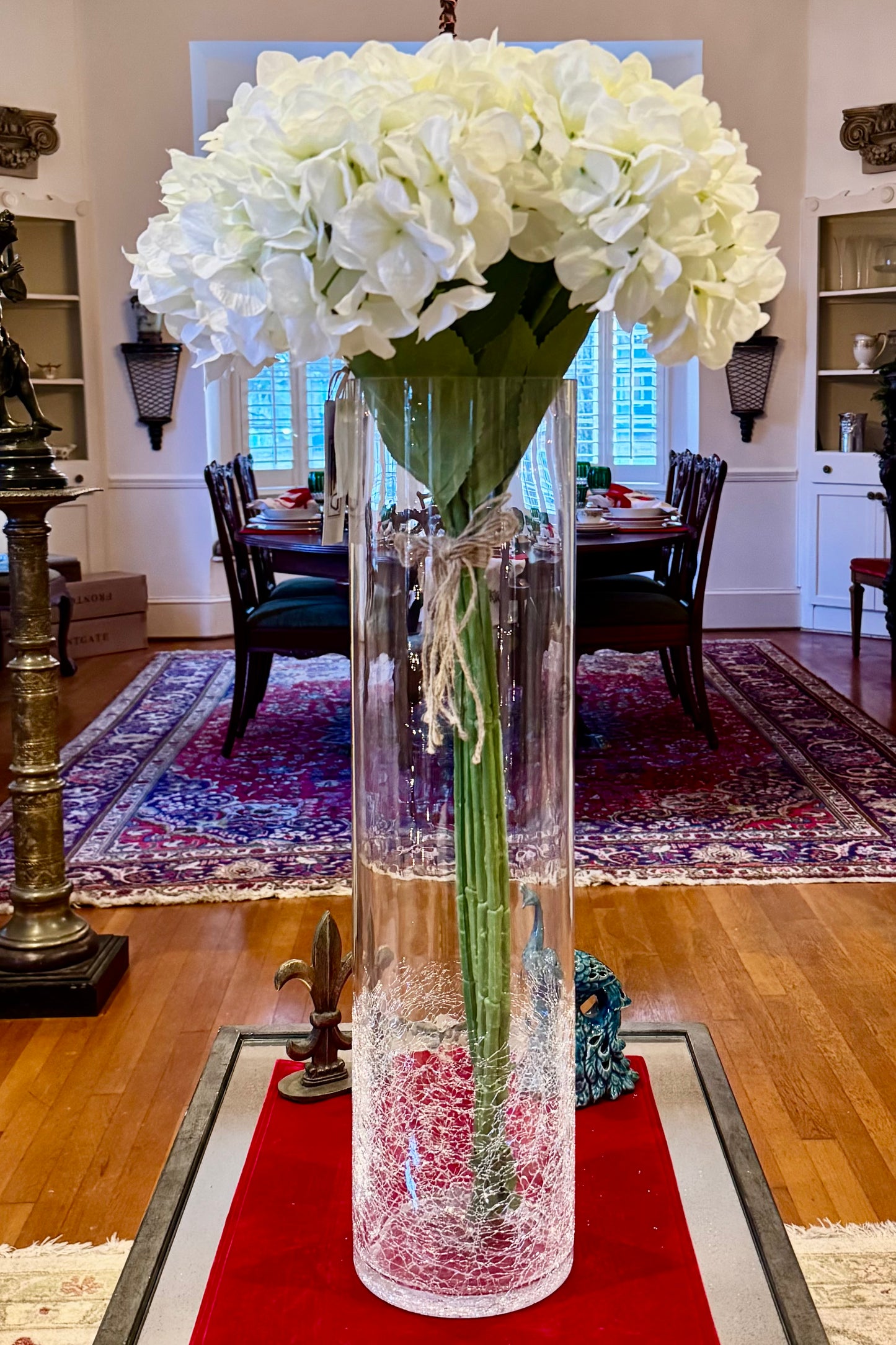 Clear Crackle Cylinder Vase- 24"