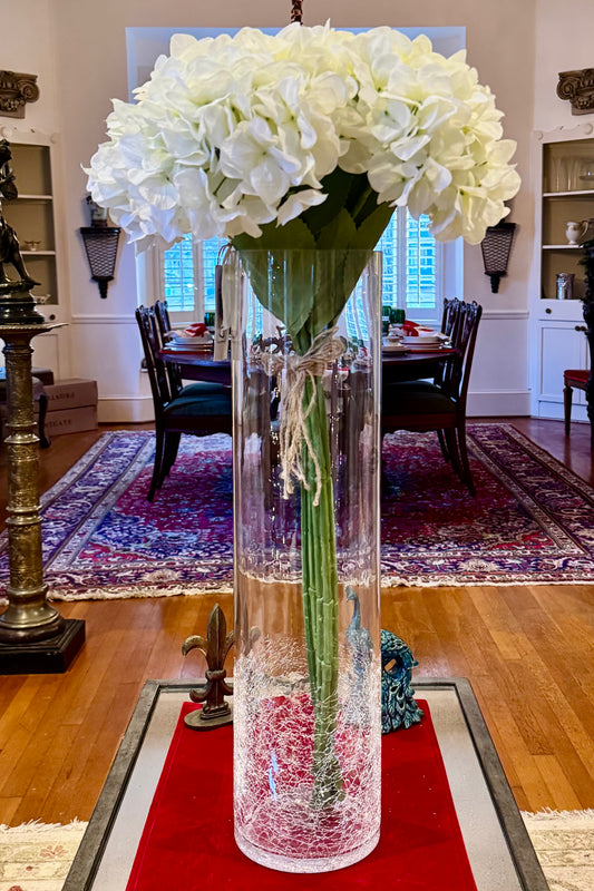 Clear Crackle Cylinder Vase- 24"
