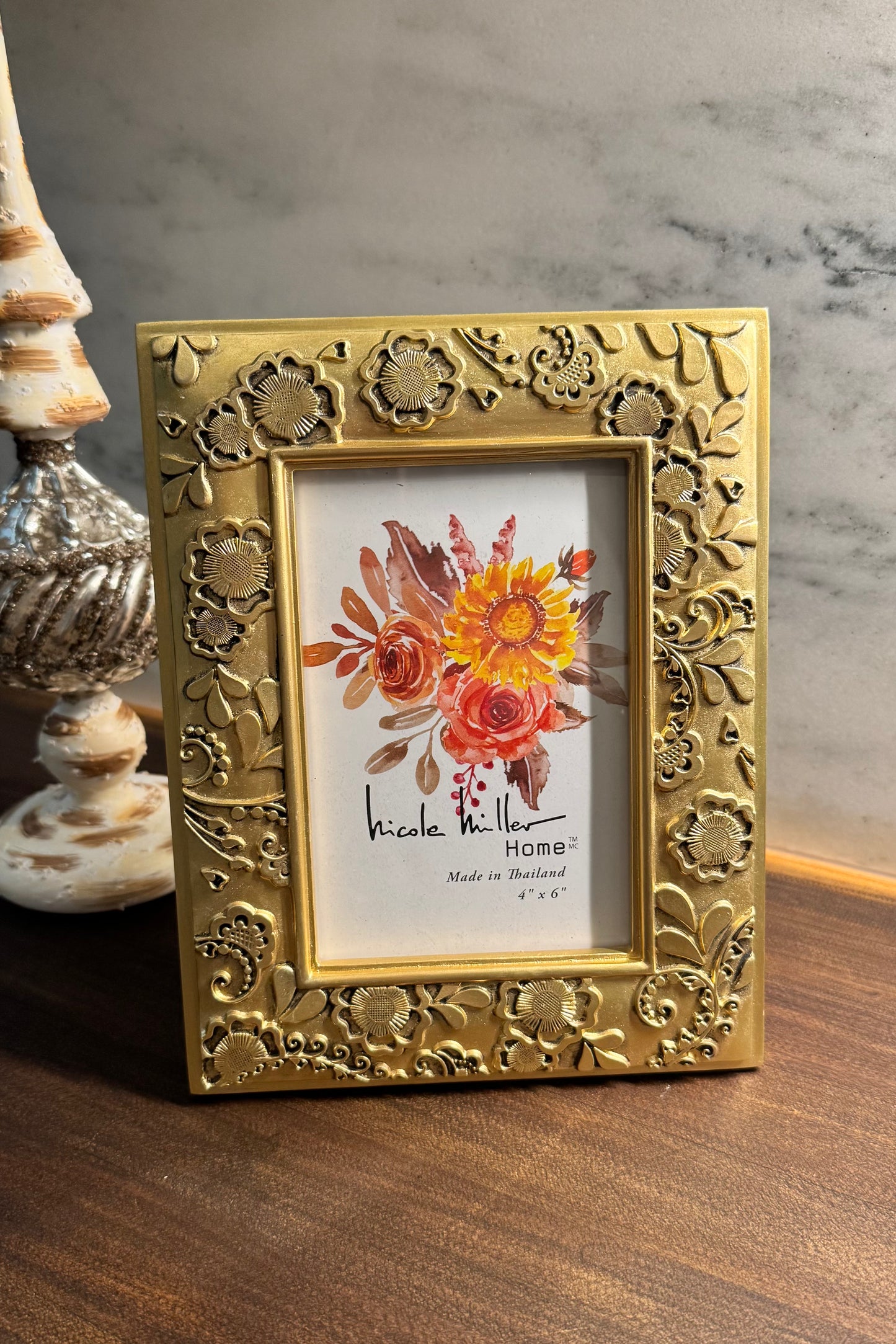 Golden Flower Picture Frame 4 x 6