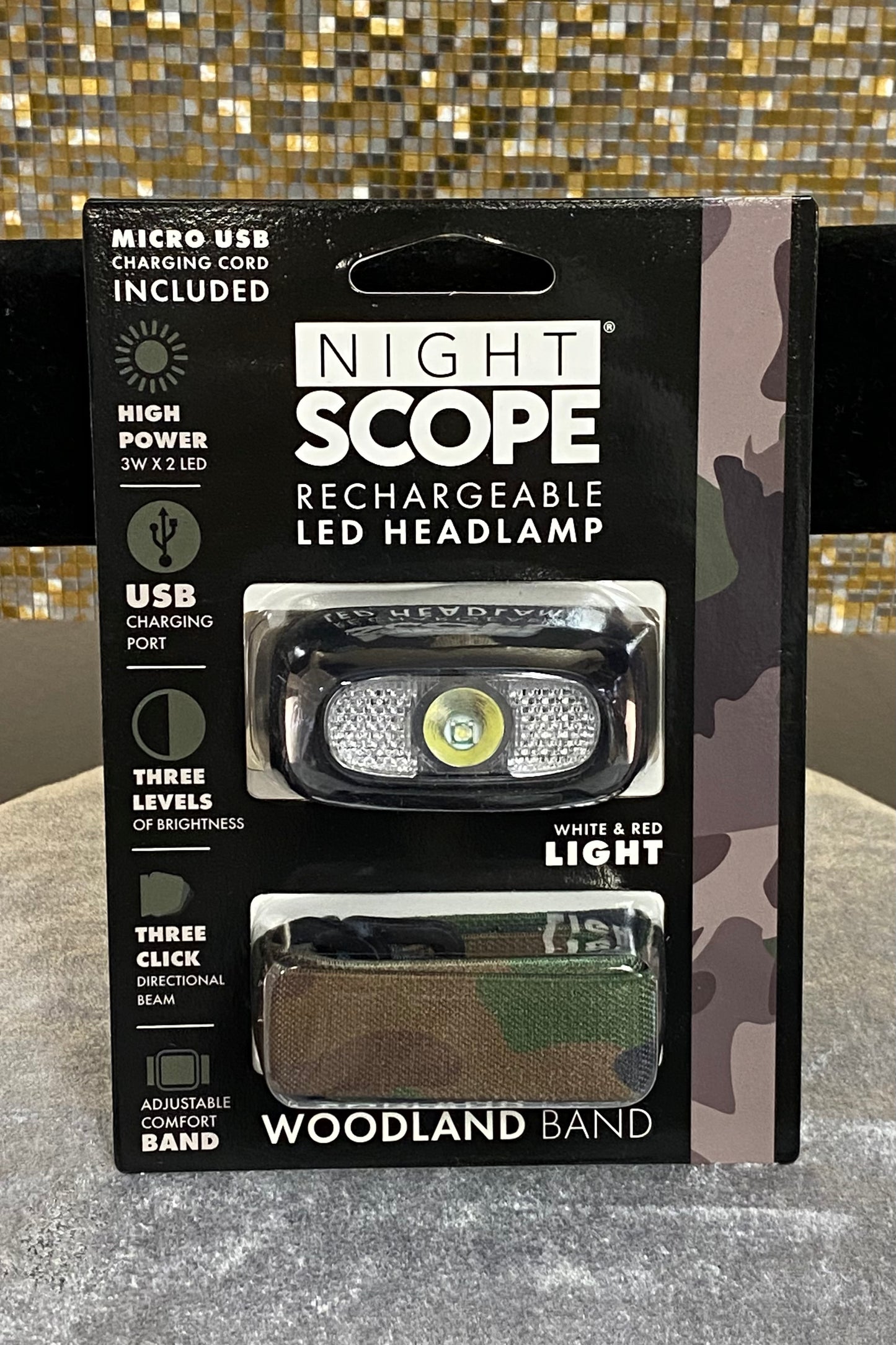 Night Scope Rechargeable LED Headlamp with your choice of 8 band designs