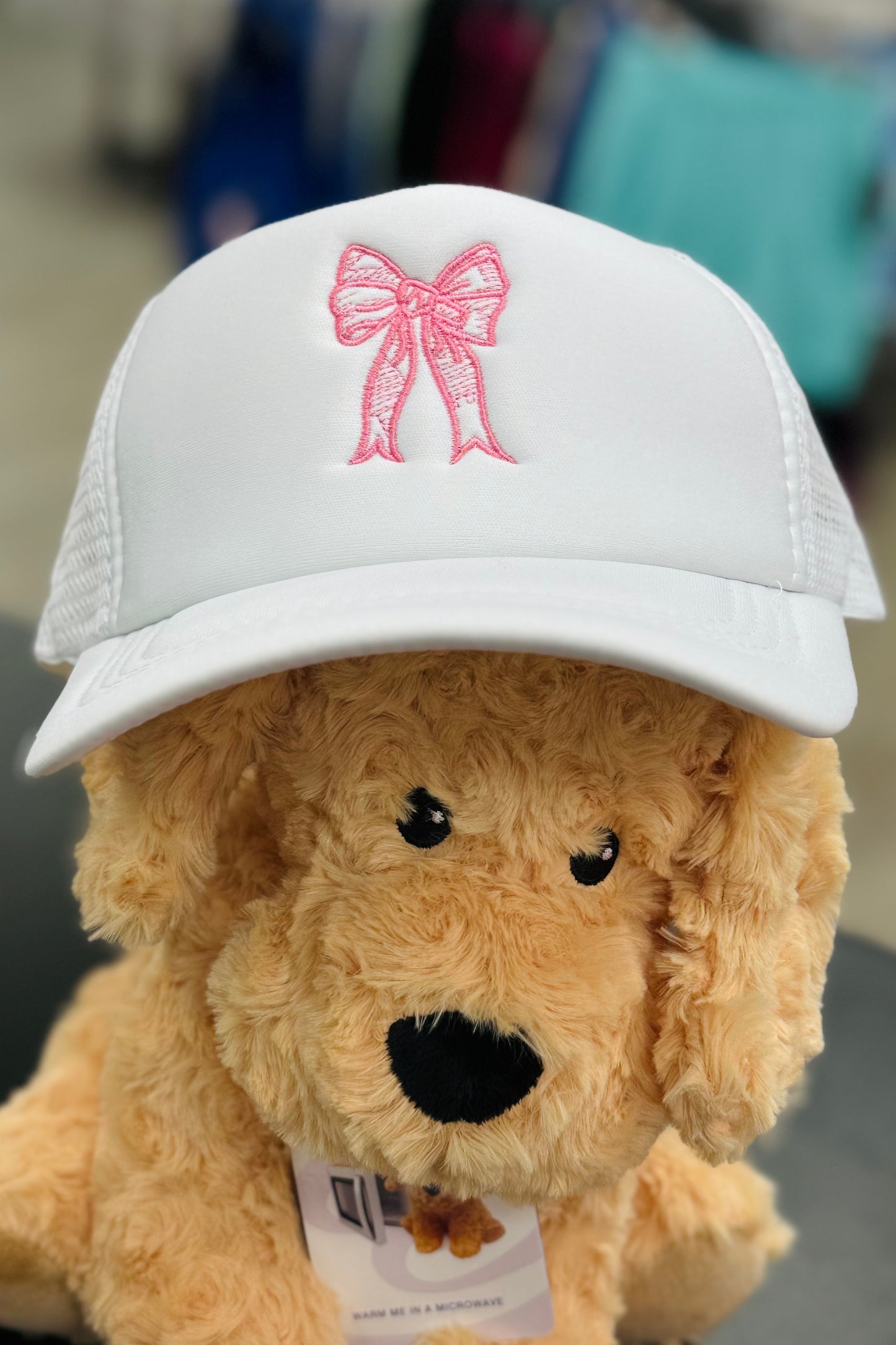 White with Pink Bow Trucker Hat