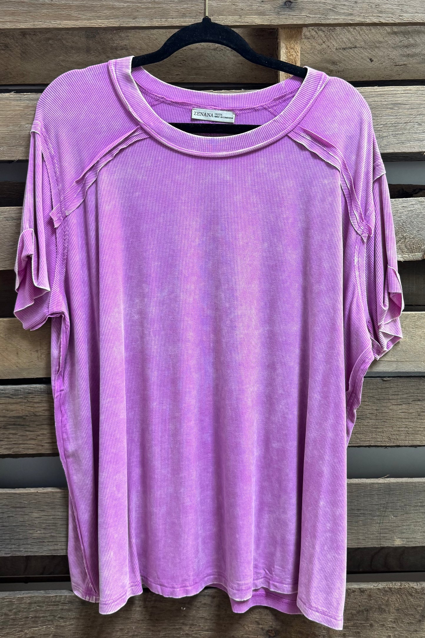 Plus Bright Mauve Mineral Washed Stretch Tee