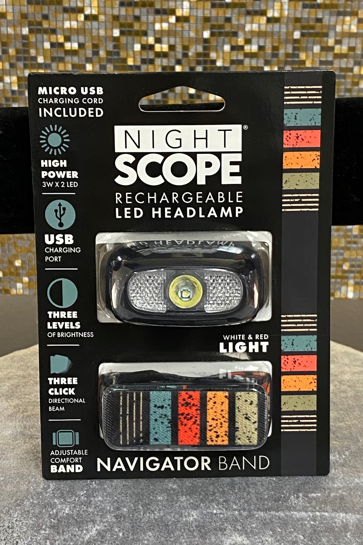 Night Scope Rechargeable LED Headlamp with your choice of 8 band designs