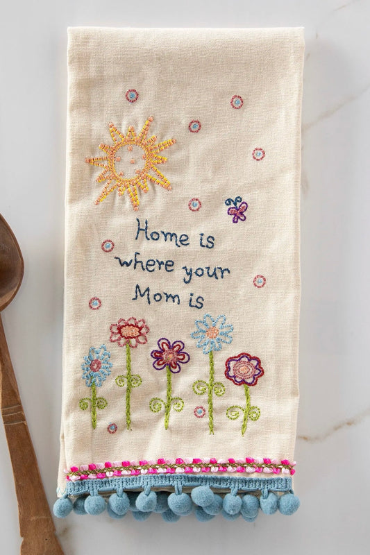 Natural Life Linen Hand Towel- Home is Where Your Mom is