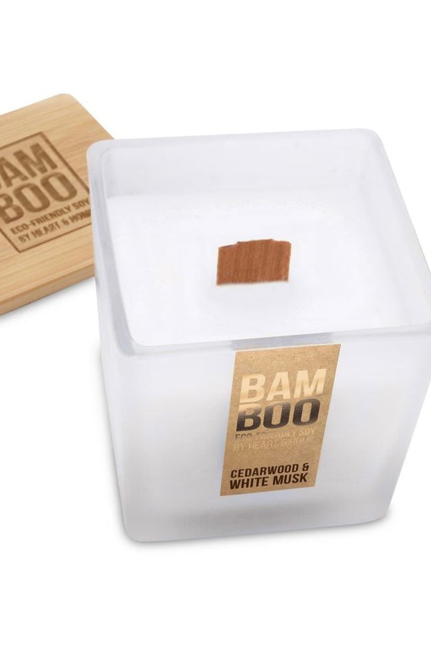 Bamboo Eco-Friendly Soy Candle- Cedarwood & White Musk - Large