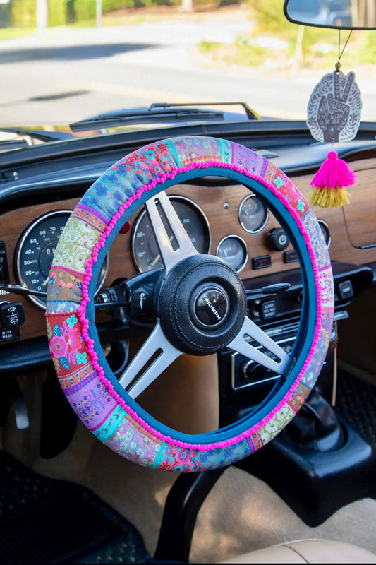 Natural Life Patchwork Steering Wheel Cover 15”