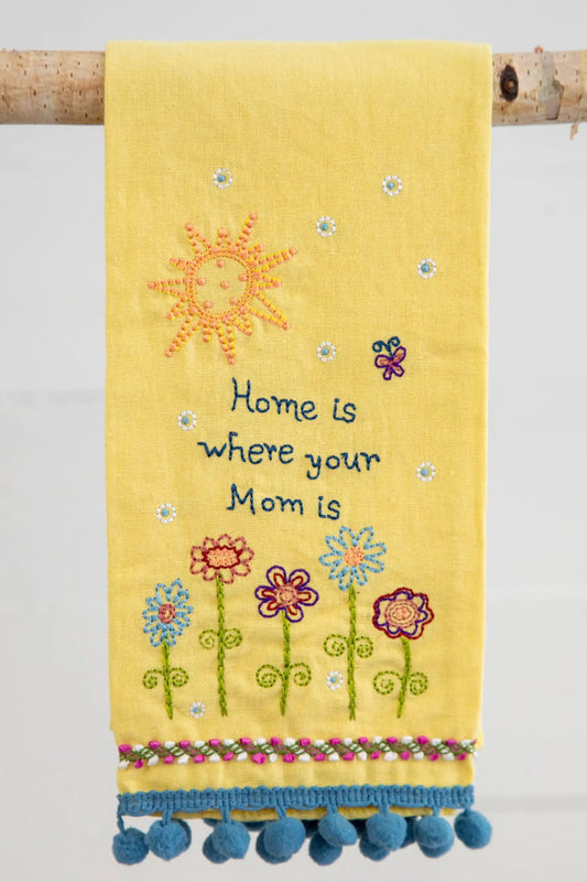 Natural Life Linen Hand Towel- Home is Where Your Mom is