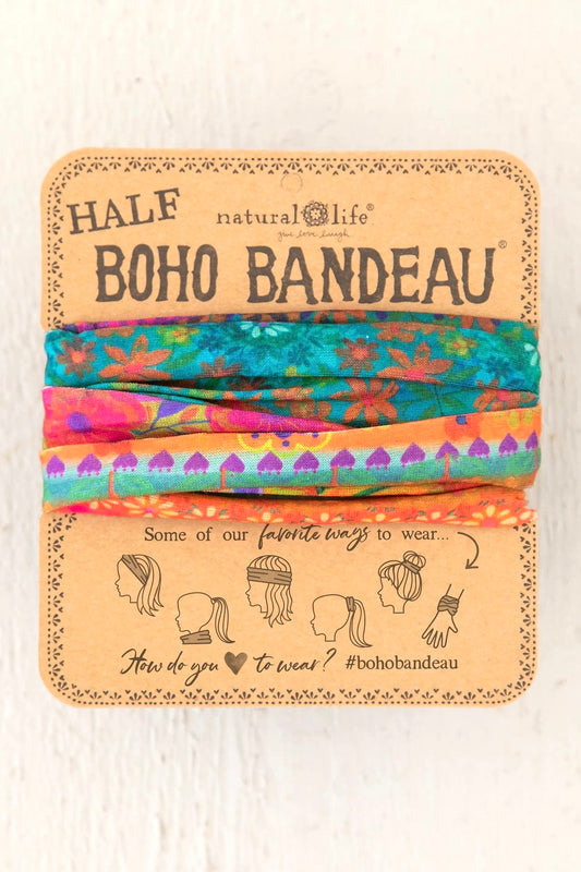 Natural Life Half Boho Bandeau Headband- Bright Border