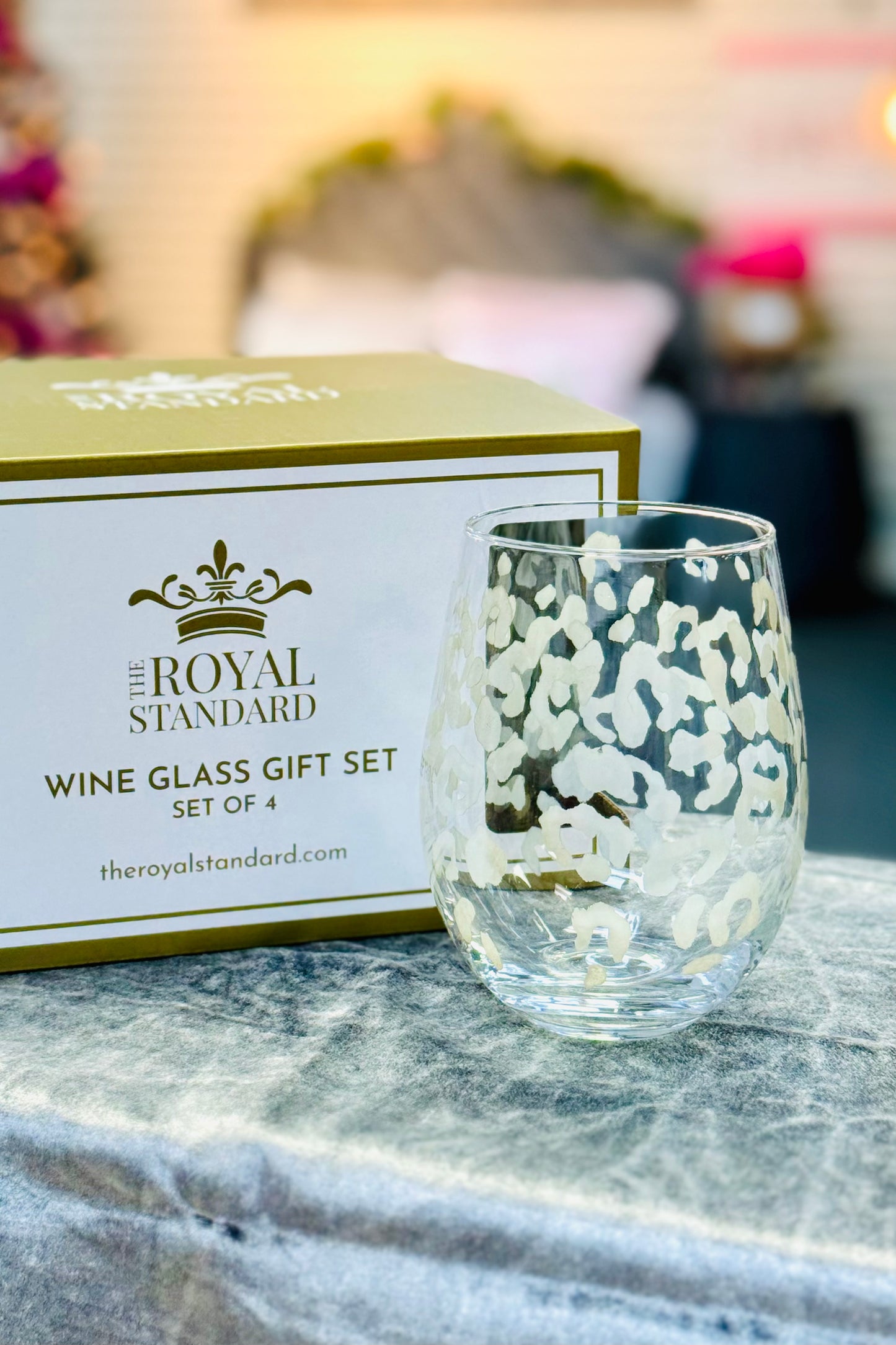 Cheetah Print Stemless Wine Glasses- set of 4