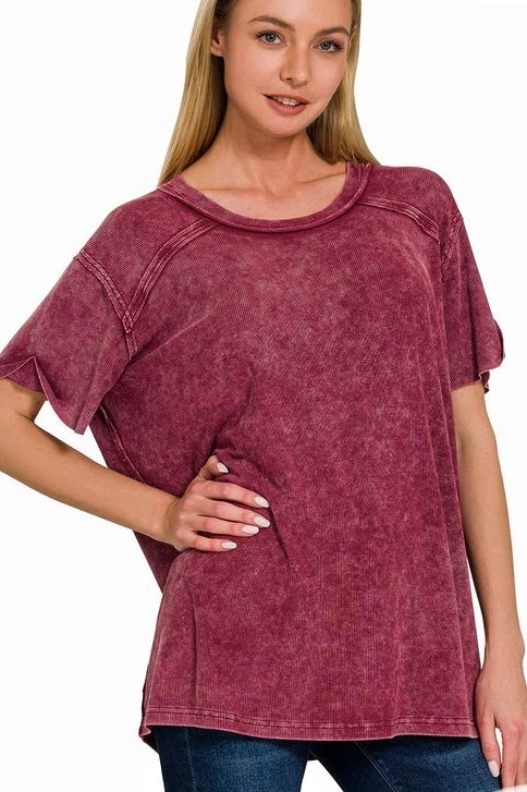 Cabernet Mineral Washed Stretch Tee