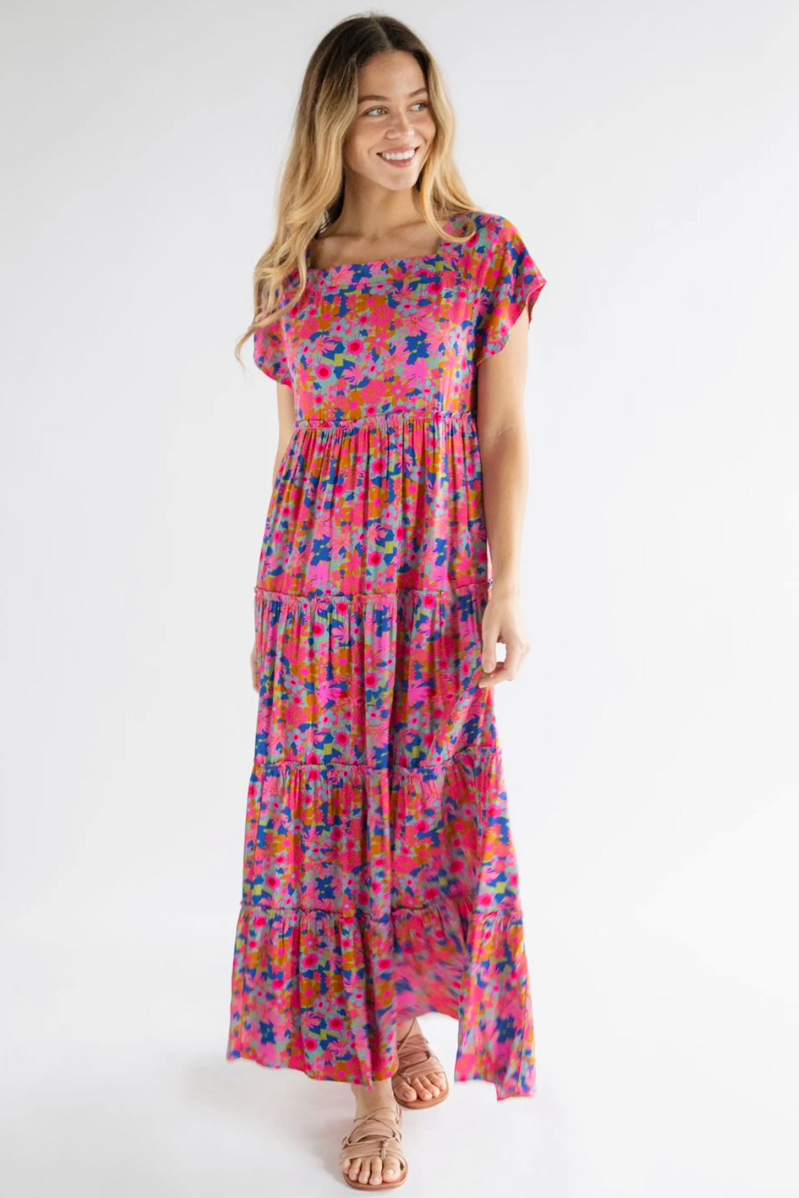 Natural Life Berkley Maxi Dress in Rust Orchid Pink Floral