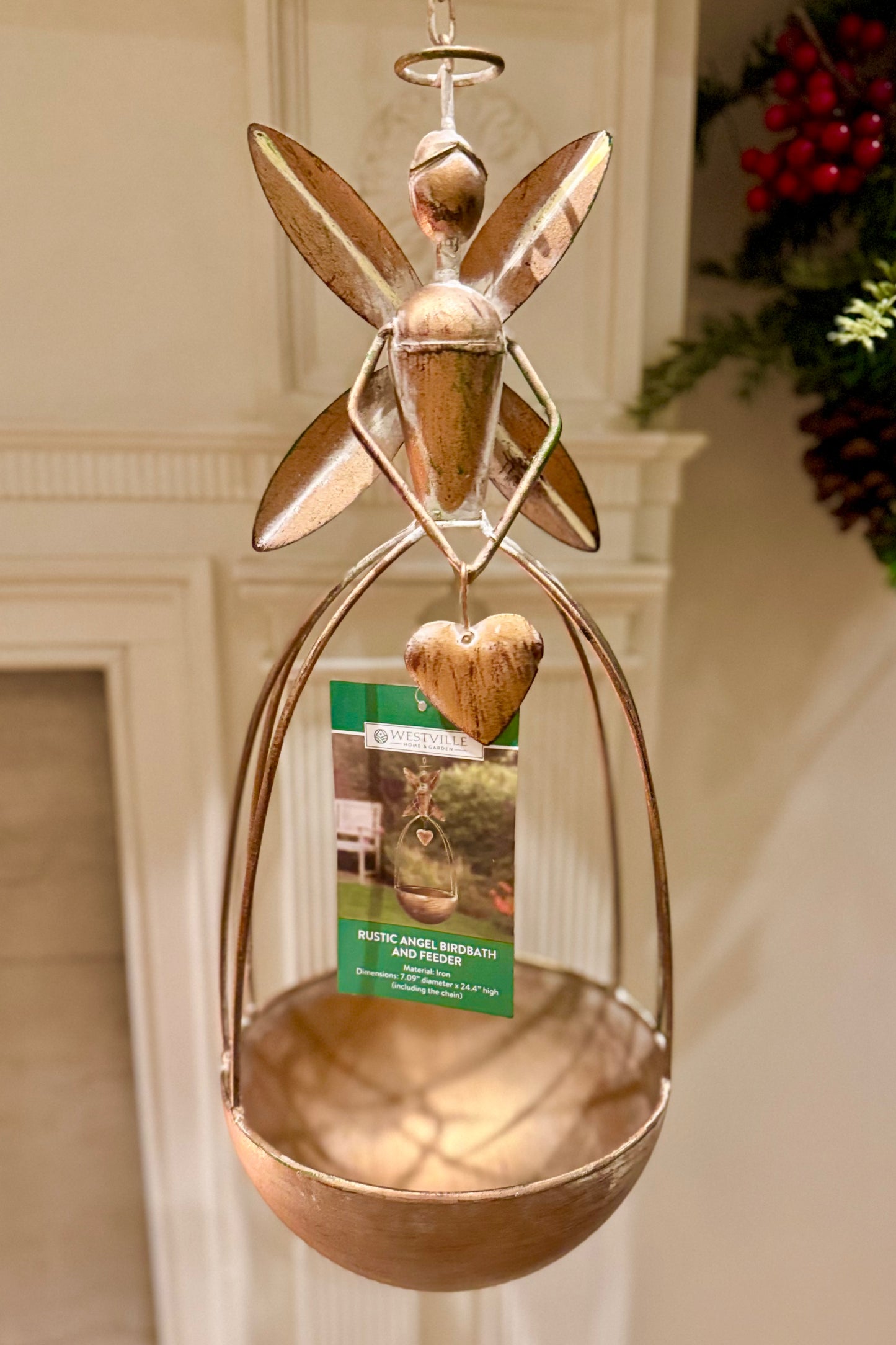 Rustic Angel Bird Bath and Feeder