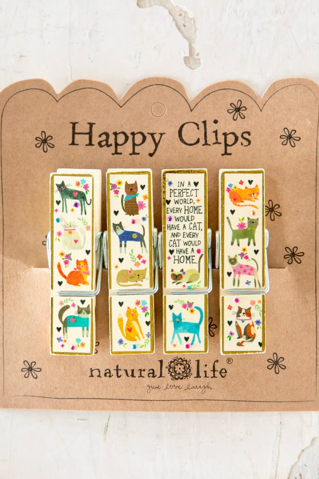 Natural Life Happy Clips- Every Cat Has a Home, Set of 4